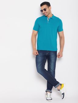 Club York - Men Blue Half Sleeve Polo T-Shirt