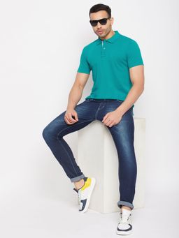 Club York - Men Blue Half Sleeve Polo T-Shirt