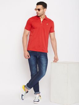 Club York - Men Red Half Sleeve Polo T-Shirt