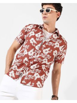 Campus Sutra - Men's Brown Printed Regular Fit Casual Shirt