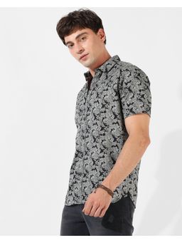 Campus Sutra - Men's Grey Printed Regular Fit Casual Shirt