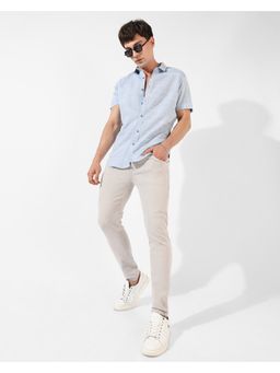 Campus Sutra - Men's Light Blue Textured Regular Fit Casual Shirt