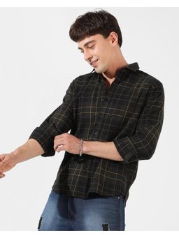 Campus Sutra - Men's Dark Green Checkered Regular Fit Casual Shirt