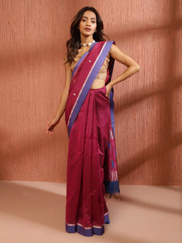 Fabindia - Pink Cotton Silk Blend Chanderi Saree