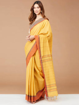 Fabindia - Mustard Cotton Woven Saree