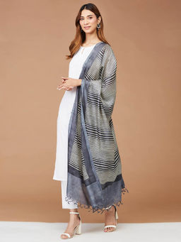 Fabindia - Charcoal Silk Woven Dupatta