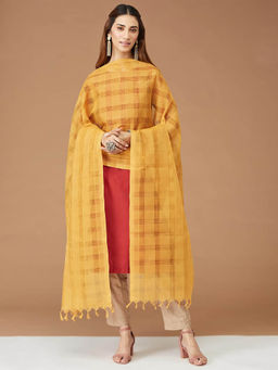 Fabindia - Mustard Cotton Woven Dupatta