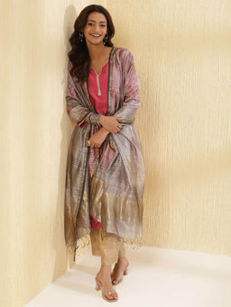 Fabindia - Grey Silk Blend Woven Dupatta