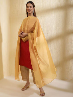 Fabindia - Mustard Cotton Silk Woven Dupatta