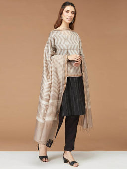 Fabindia - Grey Cotton Silk Woven Dupatta