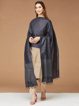Fabindia - Black Silk Blend Woven Dupatta
