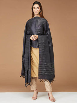 Fabindia - Black Silk Blend Woven Dupatta