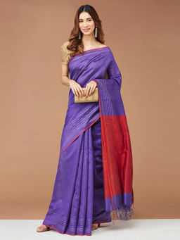 Fabindia - Purple Silk Woven Saree