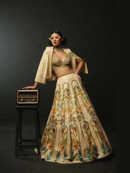 Basil Leaf - Beige Lehenga Set