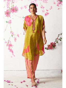 Basil Leaf - Yellow Floral Printed Kurta with Pant