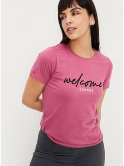 max - Blush Pink Printed Round Neck T-shirt