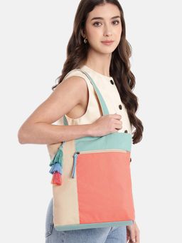 Anekaant - Hue Pastel Multi-Color Cotton Canvas Colorblock Handbag