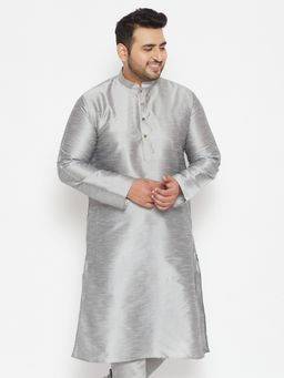 Vastramay - Men Grey Silk Blend Kurta
