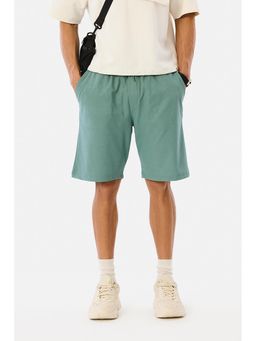 Snitch - Aqua Green Textured Regular Casual Shorts for Men