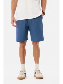 Snitch - Blue Textured Regular Casual Shorts for Men