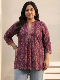 Extra love by Libas - Women Purple Printed Cotton Kurti