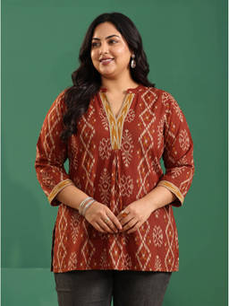 Extra love by Libas - Women Rust Ethnic Cotton Kurti