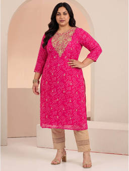 Extra love by Libas - Women Pink Printed Chiffon Kurta