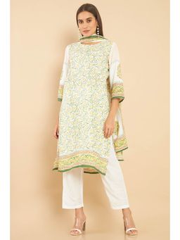 Soch - Women White & Yellow Floral Suit (Set of 3)