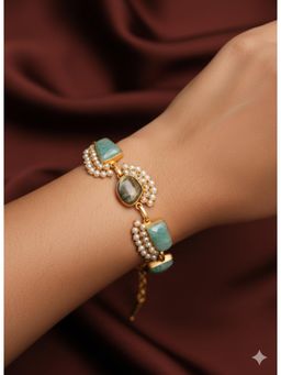 Vosgi - Gold Plated Green Gemstone Amazonite Bracelet