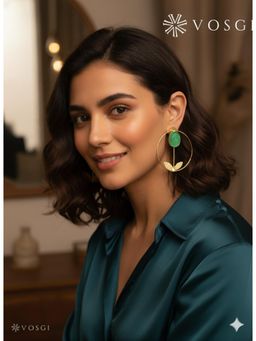 Vosgi - Green Slim Round Stone Earrings