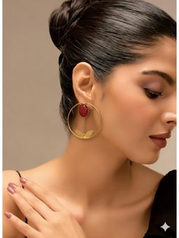 Vosgi - Red Slim Round Stone Earrings