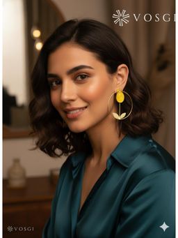 Vosgi - Yellow Slim Round Stone Earrings