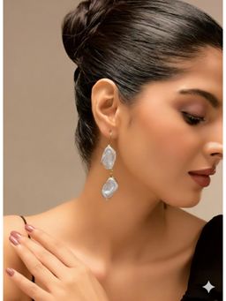 Vosgi - Two Stone White Earrings