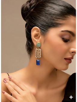 Vosgi - Blue Dewdrop Stone Dangling Earrings