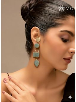 Vosgi - Grey Sky Dangle - Handmade Blue Stone Earrings