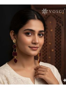 Vosgi - Maroon Sky Dangle - Handmade Blue Stone Earrings