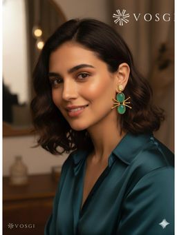 Vosgi - Green Radiant Orbit Drop Earrings