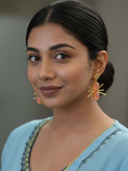 Vosgi - Peach Radiant Orbit Drop Earrings