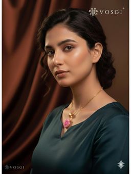 Vosgi - Pink Raw Elegance Crystal Pendant Necklace