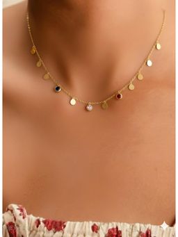 Vosgi - Multi-Colour Gem Drop Charm Necklace