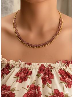 Vosgi - Pink Gold Tone Kerala Style Mango Necklace