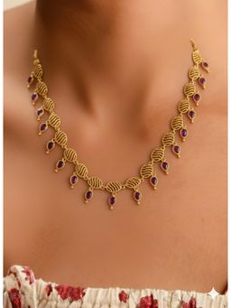 Vosgi - Pink Ruby Gold-Plated Copper Necklace