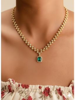 Vosgi - Green Gold Plated Crystal Alloy Necklace