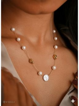 Vosgi - White Pearl Grace Stoned Necklace