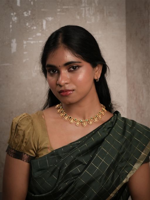 Vosgi Green Deviya Temple Necklace