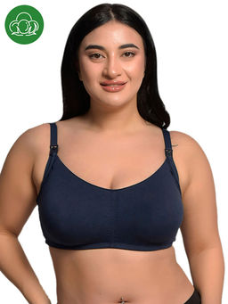 Inner Sense - Plus Size Navy Organic Cotton Bamboo Nursing Bra with Removable Pads