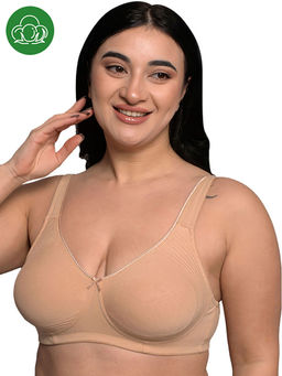 Inner Sense - Plus Size Beige Organic Cotton Bamboo Non Padded Side Support Bra