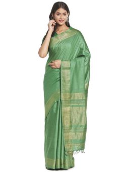 Fabindia - Green Butta Silk Sari
