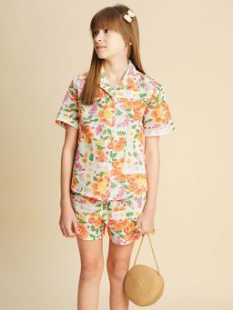 VERO MODA - Girls Floral Print Regular Fit Multicolor Shirt