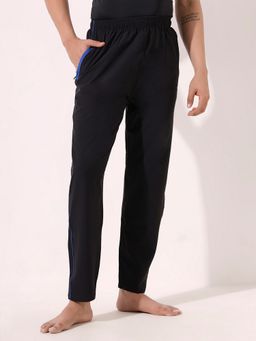 LYCOT - Men Zip Pockets and Elastic Sports Black Trackpant
